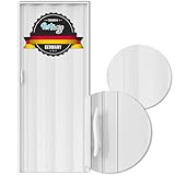 Portango Falttür weiß aus PVC Kunststoff für Innen & Außen Komplettset I faltbare...