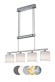 lightling modern Pendelleuchte Marita 4-flammig nickel matt Metall, Stoffschirm...