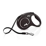 flexi® Classic M Gurt 5 m schwarz, Roll-Leine für Hunde bis 25 kg