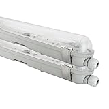 NCC-Licht 2 x LED Feuchtraumleuchte Wannenleuchte 150cm IP65 1 x 22W T8 4000K Neutralweiß...