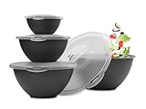 Hausfelder Salatschüssel Set groß mit Deckel, Schüsselset 0,7-6 L in Anthrazit Schwarz,...