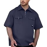 Generisch Herren T-Shirt mit Zwei Taschen und Revers Shirt Sommerhemd Regular Fit mit...