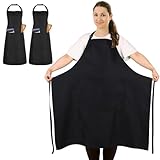 FunChaos 2 Stück Übergröße Kochschürze, Schwarze Schürze, Unisex Schürze mit 2...