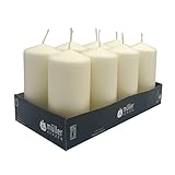 Müller Stumpenkerzen - Set mit 8 Säulenkerzen - Farbe Elfenbein - 120 x 57 mm...