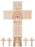 wunderwunsch® - Personalisiertes Taufkreuz mit hochwertigem Spezial-Druck aus massivem...