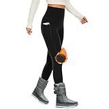 DDOBB Thermo Leggings Damen Gefüttert High Waist Thermoleggins Lang Mit...