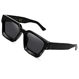SHEEN KELLY Retro dicke rechteckige klobige Sonnenbrille für Frauen Männer trendy...
