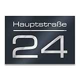 Metzler Hausnummer in Anthrazit - Hausnummernschild mit Gravur - Straßenname,...