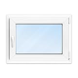 FENSTERVERSAND - Kellerfenster 80x60 Kunststofffenster Weiß - 2-fach Verglasung...