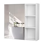 Spiegelschrank Badezimmerschrank Wandschrank mit Spiegel mit 1 Tür und 3 Schließfächern...