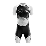 VOXCAUTQ Triathlon Anzug Herren Einteiler Kurzarm - Skinsuit Radtrikot mit dickem...