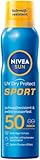 NIVEA SUN UV Dry Protect Sport Sonnenspray LSF 50 (200 ml), 100% transparenter...