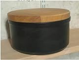 Brottopf aus Steinzeug Dekor schwarz mit Holzdeckel 28 cm Durchmesser