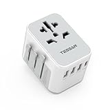 TESSAN Reiseadapter Weltweit, Universal Reisestecker mit 3 USB, 1 USB C und 1AC Steckdose,...