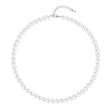 Aleasha Perlenkette Damen weiße perlenkette Kurze perlenkette mit 4mm Hochzeit Bräute...