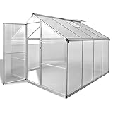 ARKEM Gewächshaus mit Fundament Verstärkt Aluminium 6,05 m² Anzuchtregale Mini...