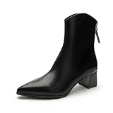 SUCHETA Kurze Damenstiefel mit spitzer Zehe, Blockabsatz, mittlerer Absatz, wasserdichte...