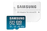 Samsung EVO Select microSD Speicherkarte (MB-ME512KA/EU), 512 GB, UHS-I U3, Full HD,...
