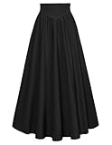 Damen Viktorianische Maxirock Vintage High Waist mit Kordelzug Lange Röcke Schwarz M