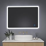 Youyijia LED Badspiegel mit Beleuchtung, 50x70cm Wandspiegel Badezimmerspiegel mit...