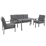 Doppler Expert Lounge-Set Pisa 185x74x93cm metallgrau/grau I Gartenlounge aus...