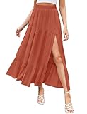 HAEOF Damen 2025 Sommer Boho Flowy Maxi Rock Trendy Schlitz Elastische Hohe Taille A Linie...