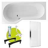 ECOLAM Badewanne Duschbadewanne Be Spot 160x80 cm links + Glasabtrennung | Set Acrylwanne...