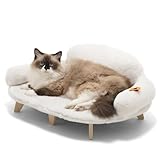 MEWOOFUN Katzensofa mit stabilen Holzbeinen, Katzenstuhl Bett Plüsch Katzenbett, warmes...