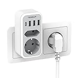 TESSAN Doppelstecker für USB C Steckdose, Mehrfachsteckdose mit 4 USB...