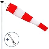 FLAGLY Premium Windsack für Draußen, Windrichtungsanzeiger in Rot-Weiß...