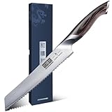 HOSHANHO Brotmesser, 20cm Gestochen Scharf Brotmesser mit Wellenschliff aus...