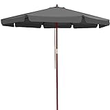 Kingsleeve Holz Sonnenschirm 330 cm UV Schutz 50+ Wasserabweisend Seilzug Groß...