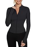 IECCP Damen Sport Crop Tops Gym Langarm T Shirt Laufshirts Yoga Top Sportshirt Leicht...