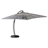 SCALANT Sonnenschirm | mit Aluständer | neigbar | LED | fahrbarer Sonnenschutz | 350cm x...