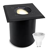 SSC-LUXon JUAVI Bodeneinbauleuchte aussen IP67 eckig - Bodenstrahler schwarz matt 230V...