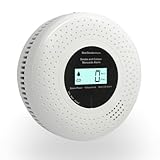 GiiHoo Rauch- und Kohlenmonoxid-Melder mit LCD-Display & Batteriebetrieb, Kombi-Alarm für...