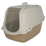 Kerbl Katzentoilette Minka (taupe/weiß, 57 cm x 39 cm x 41 cm,Aktivkohlefilter gegen...