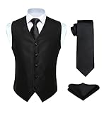 HISDERN Anzugweste für Herren Schwarz Hochzeit Weste und Krawatte und...