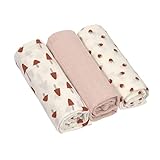 LÄSSIG Baby Puckdecke Spuckdecke Pucktuch Mulltuch 3er Set Baumwolle 85 x 85 cm/Swaddle &...