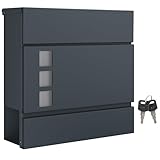 SONGMICS XXL Briefkasten, Postkasten mit Zeitungsfach, 10,5 x 37 x 37 cm,...