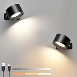 LED Wandleuchte Innen 2 Stück, 3 Helligkeitsstufen 3 Farbmodi Nachttischlampe,...