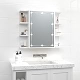 MOONAIRY Spiegelschrank mit LED, Badezimmer-spiegelschrank, Alibertschrank Bad,...