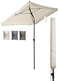 4happy SET Sonnenschirm + Sonnenschirmhülle - Beige - UV50+ Sonnenschirm rechteckig...
