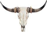 JeeKoudy Langes Horn Kuhschädel Wandbehang, Schädel Faux Taxidermy Kopf Kuhschädel...