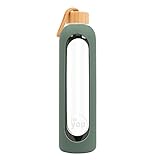 for you Nachhaltige Trinkflasche green olive | 1000ml aus Glas mit Silikonhülle und...