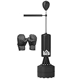 HOMCOM Boxsack stehend 155-205cm Höhenverstellbar Standboxsack mit 360° Reflexstange...