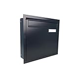 A-03 Anthrazit Zaun Durchwurfbriefkasten (RAL 7016) mit Namensschild (Tiefe: 10...