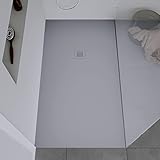 DURAVIT Duschtasse 160x90 cm, Flache Bauhöhe, Duschwanne DuraBayas in Hellgrau Matt aus...