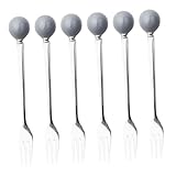 Lurrose 6 Stück Teiliges Mini Dessertgabel Edelstahl mit Keramikgriff Ergonomisch Geformt...