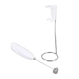 Milchfrother, Handheld Frother Rugged Stand Batterie für Zuhause Angetrieben (WHITE)